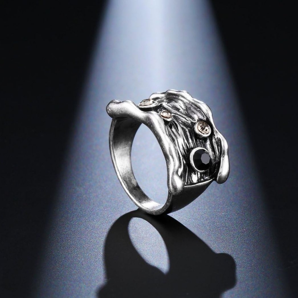 Gothic Crystal Statement Ring - image 3